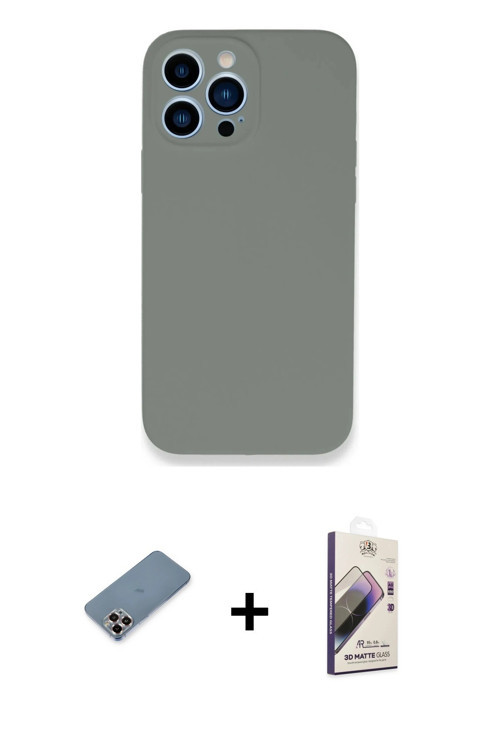 ieg™ iPhone 13 Pro Max Kılıf Zirve Modern Özel Seri - Siyah Bilvis 3D Mat Cam Ekran Koruyucu + Mor M