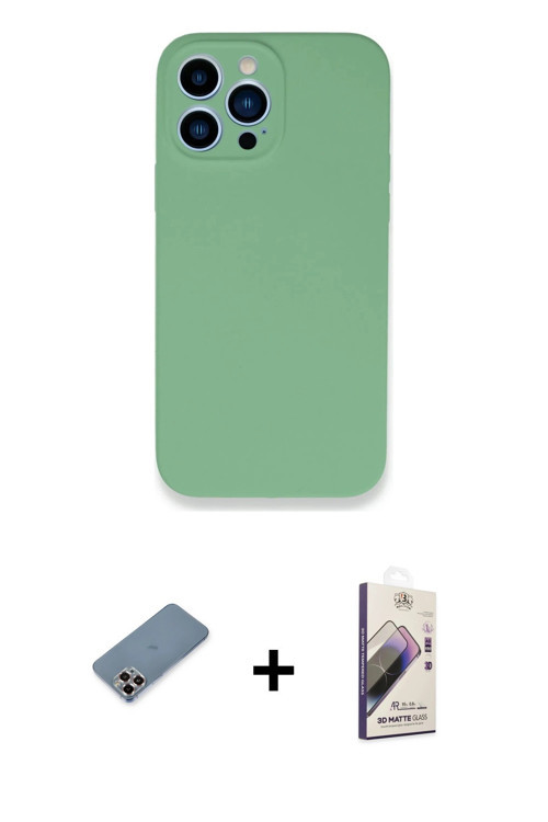 ieg™ iPhone 13 Pro Max Kılıf Zirve Modern Özel Seri - Siyah Bilvis 3D Mat Cam Ekran Koruyucu + Mor M