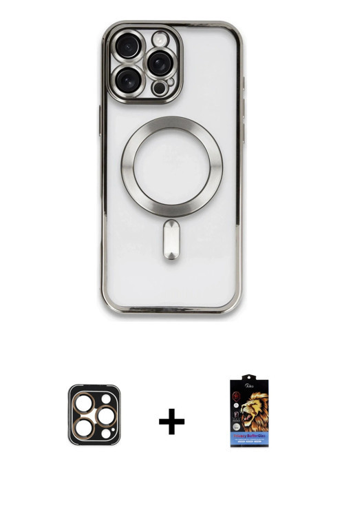 ieg™ iPhone 16 Pro Max Kılıf Nova Işık Özel Seri - Siyah Buffer Hayalet Cam Ekran Koruyucu + Gold PV