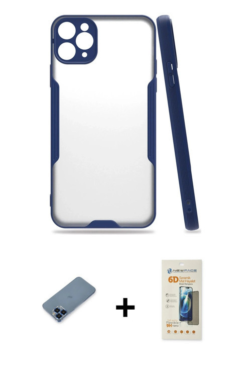 iPhone 11 Pro Max Kılıf Atlas Asil Serisi - Siyah 6D Mat Seramik Hayalet Nano Ekran Koruyucu +