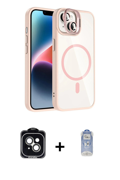 ieg™ iPhone 14 Kılıf Yadigar Asil Koleksiyonu - Siyah Joko Magic 5D Cam + Yeşil PVD Metal Kamera Len