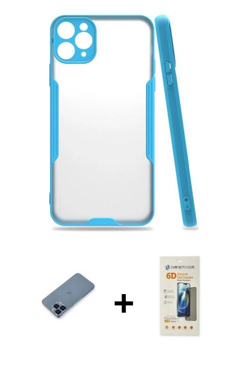 iPhone 11 Pro Max Kılıf Atlas Asil Serisi - Siyah 6D Mat Seramik Hayalet Nano Ekran Koruyucu +