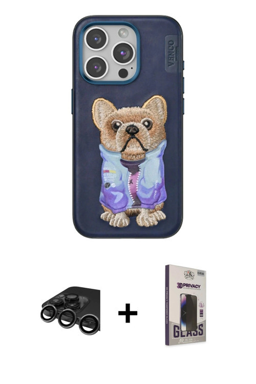 ieg™ iPhone 15 Pro Max Kılıf İz Minimal Koleksiyonu - Siyah Bilvis Hayalet Cam Ekran Koruyucu + Tita