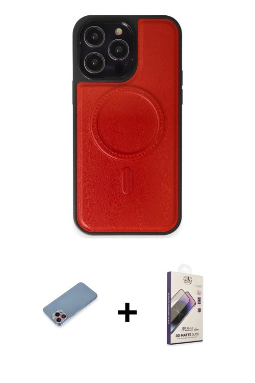 ieg™ iPhone 13 Pro Max Kılıf Zirve Işık Serisi - Siyah Bilvis 3D Mat Cam Ekran Koruyucu + Pembe Shin