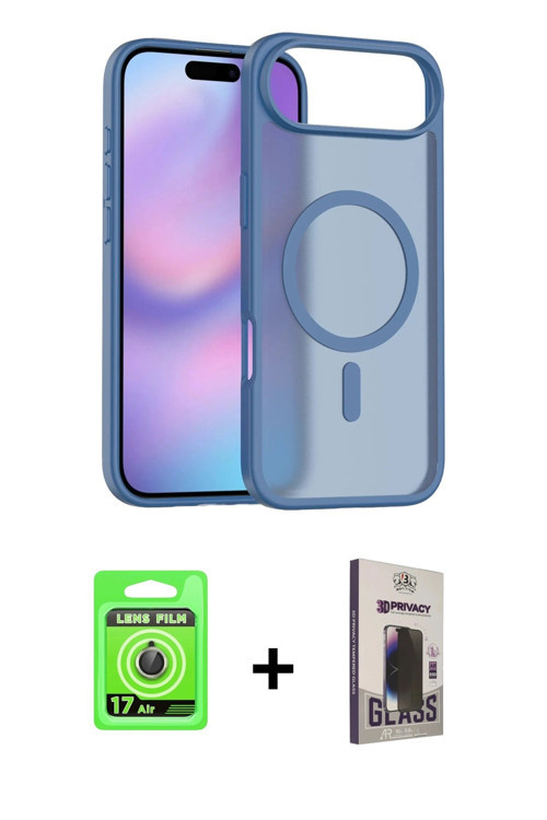 ieg™ iPhone 17 Air Kılıf Siluet Minimal Prime - Siyah Bilvis Hayalet Cam Ekran Koruyucu + Gold Raze