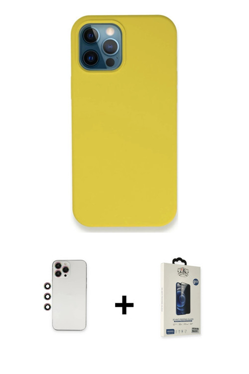 ieg™ iPhone 12 Pro Max Kılıf Zirve Modern Özel Seri - Siyah Bilvis Hayalet Cam Ekran Koruyucu + Gökk