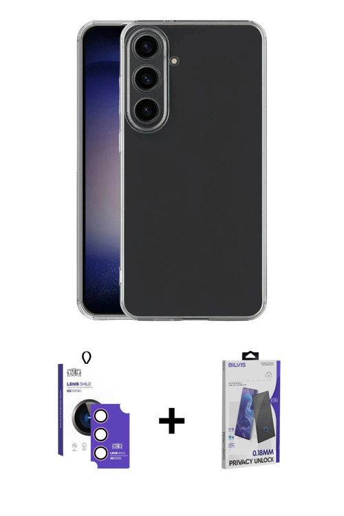 ieg™ Galaxy S26 Kılıf Zirve Doku - Siyah Bilvis Hayalet Cam Ekran Koruyucu + Pembe Bilvis Titan Kame