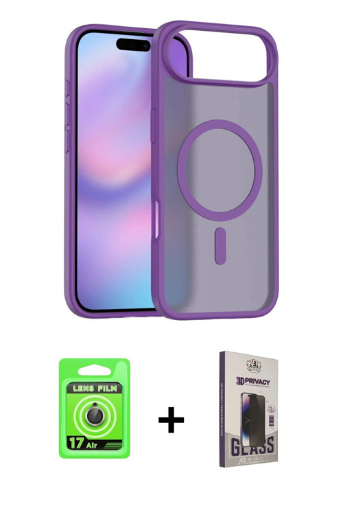 ieg™ iPhone 17 Air Kılıf Siluet Minimal Prime - Siyah Bilvis Hayalet Cam Ekran Koruyucu + Gold Raze