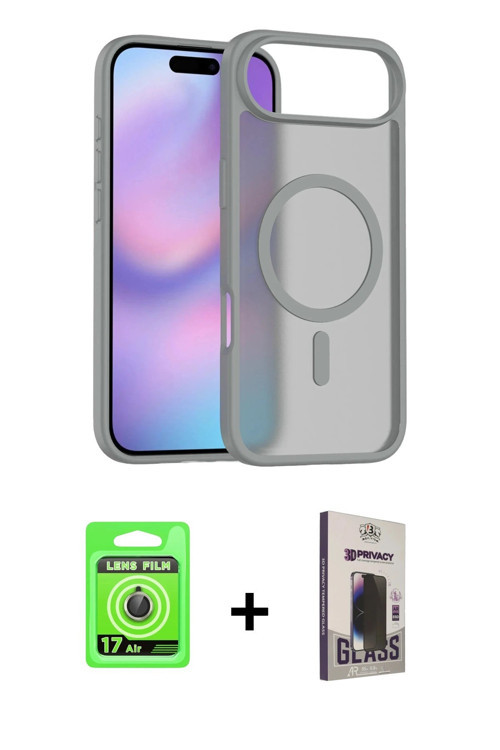 ieg™ iPhone 17 Air Kılıf Siluet Minimal Prime - Siyah Bilvis Hayalet Cam Ekran Koruyucu + Gold Raze