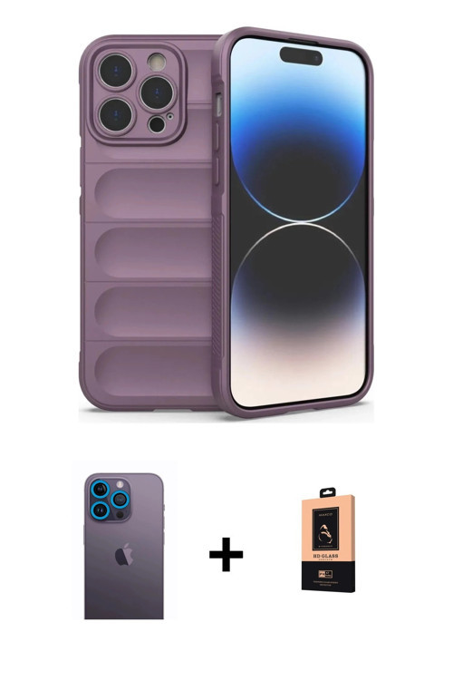 ieg™ iPhone 13 Pro Max Kılıf Atlas Koleksiyonu - Şeffaf Maxco Cam Ekran Koruyucu + Mavi Neon Fosforl
