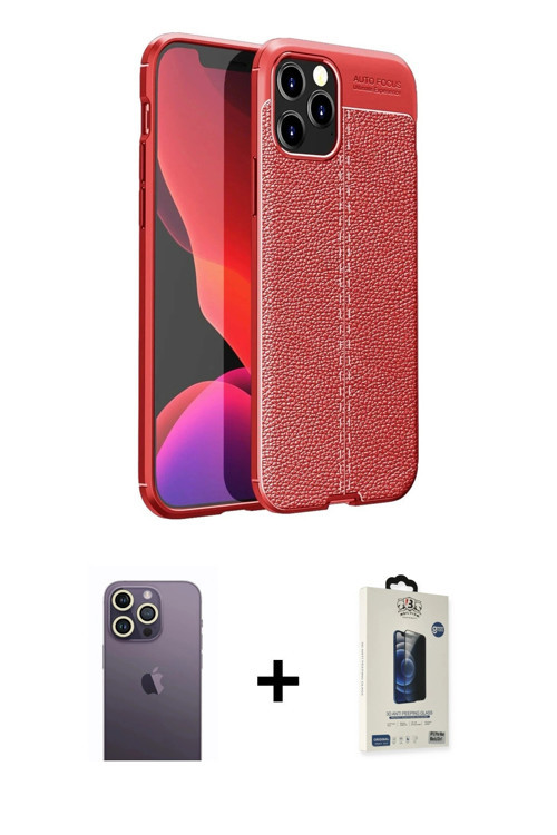 ieg™ iPhone 12 Pro Max Kılıf Doruk Klasik Özel Seri - Siyah Bilvis Hayalet Cam Ekran Koruyucu + Beya