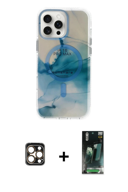 ieg™ iPhone 16 Pro Max Kılıf Ufuk Doku Prime - Siyah 360 Mat Full Body Arka Koruyucu + Gold PVD Meta