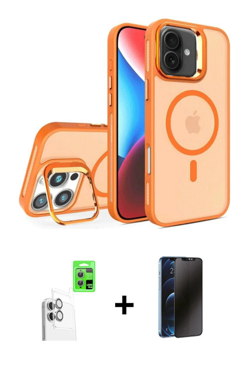 ieg™ iPhone 16 Plus Kılıf Akış Form - Siyah 3D Antistatik Hayalet Cam Ekran Koruyucu + Beyaz Raze Me