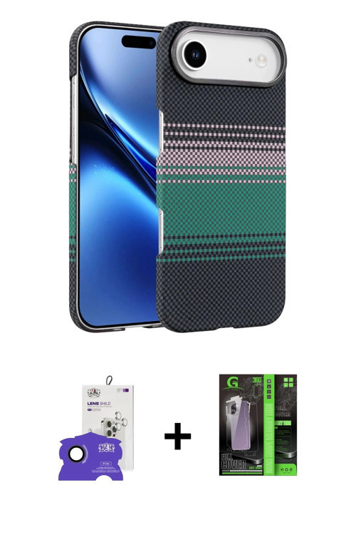 ieg™ iPhone 17 Air Kılıf Doruk Serisi - Siyah 360 Mat Full Body Arka Koruyucu + Siyah Bilvis Titan K