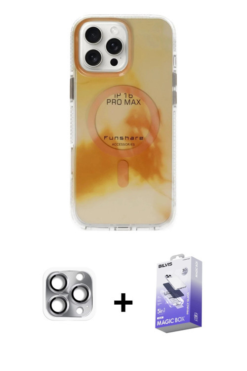 ieg™ iPhone 16 Pro Max Kılıf Ufuk Doku Prime - Siyah Bilvis 5in1 5D Magic Hayalet Cam Ekran Koruyucu