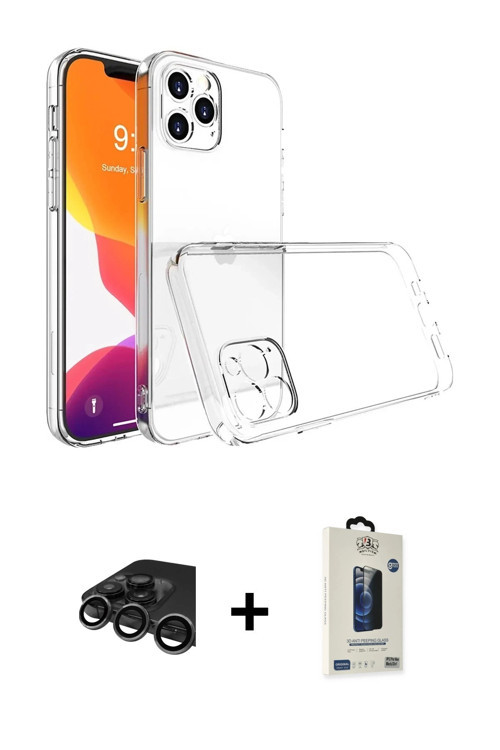 ieg™ iPhone 15 Pro Max Kılıf Zirve Doku - Siyah Bilvis Hayalet Cam Ekran Koruyucu + Titanyum Gri Raz