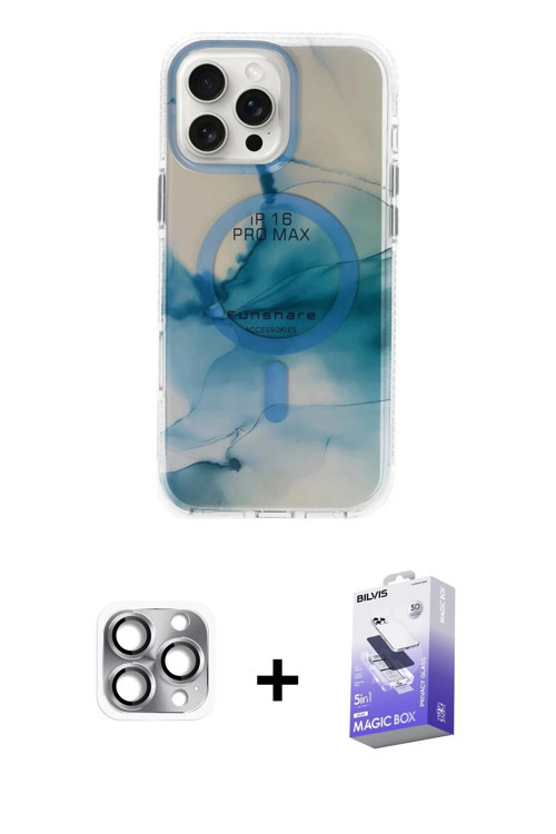 ieg™ iPhone 16 Pro Max Kılıf Ufuk Doku Prime - Siyah Bilvis 5in1 5D Magic Hayalet Cam Ekran Koruyucu