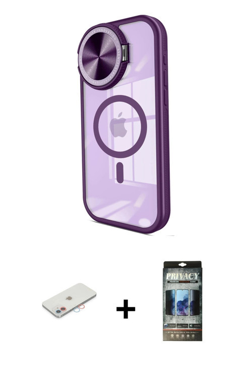 ieg™ iPhone 11 Kılıf Kıvılcım Modern Koleksiyonu - Siyah 34D Hayalet Izgaralı Cam + Pembe Renkli Kam