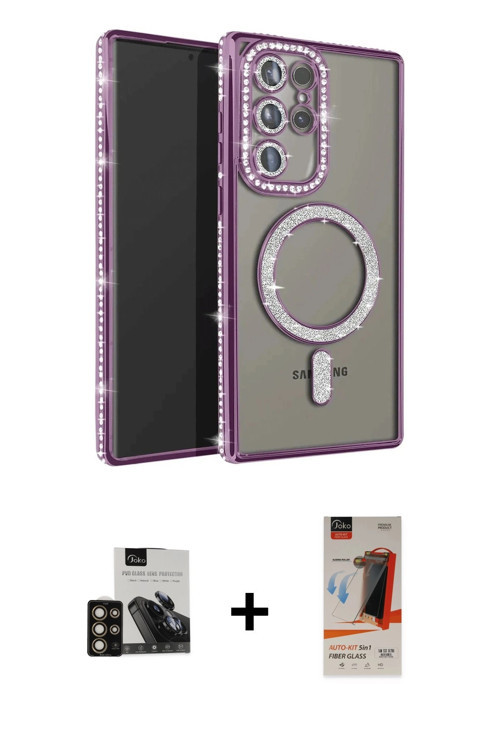 Galaxy S23 Ultra Kılıf Zirve Doku Prime - Siyah AutoKit 5in1 Fiber Hayalet Cam Ekran Koruyucu +