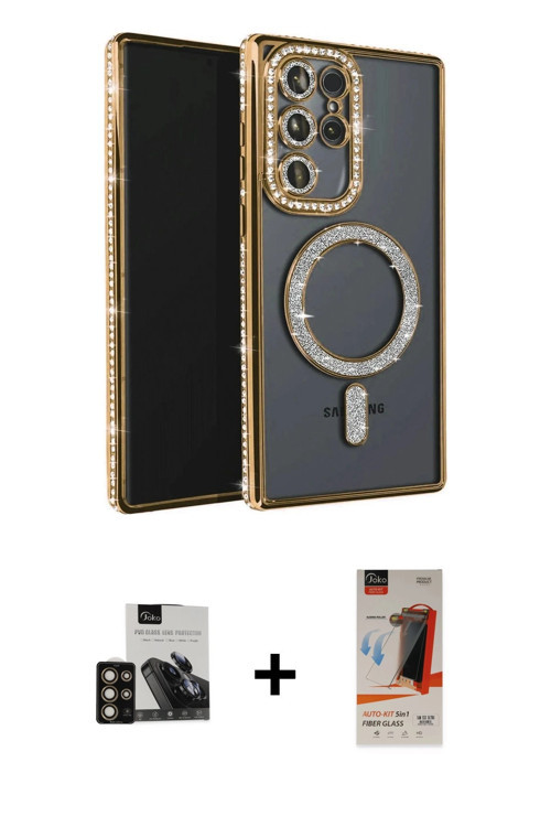 Galaxy S23 Ultra Kılıf Zirve Doku Prime - Siyah AutoKit 5in1 Fiber Hayalet Cam Ekran Koruyucu +