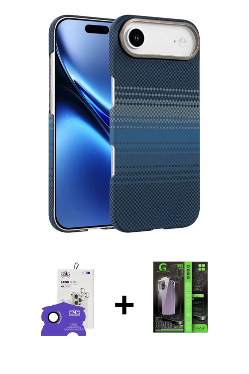 ieg™ iPhone 17 Air Kılıf Doruk Serisi - Siyah 360 Mat Full Body Arka Koruyucu + Siyah Bilvis Titan K