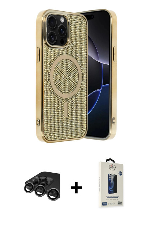 ieg™ iPhone 15 Pro Kılıf Eksen Çizgi - Siyah Bilvis Hayalet Cam Ekran Koruyucu + Titanyum Gri Raze M