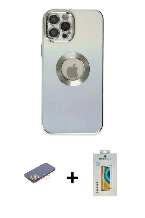 ieg™ iPhone 12 Pro Kılıf Kutup Yansıma Özel Seri - Siyah Polymer Nano Ekran Koruyucu + Sarı Renkli K