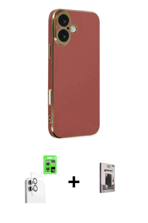 ieg™ iPhone 16 Kılıf Yankı Serisi - Siyah Bilvis Hayalet Cam Ekran Koruyucu + Beyaz Raze Metal Kamer