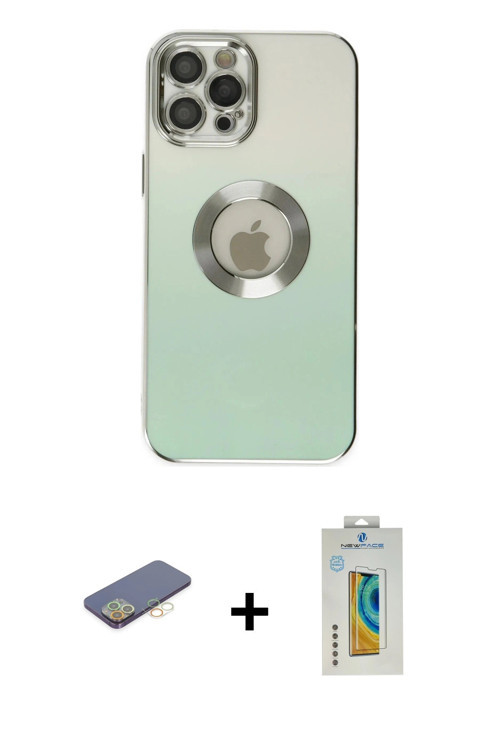 ieg™ iPhone 12 Pro Kılıf Kutup Yansıma Özel Seri - Siyah Polymer Nano Ekran Koruyucu + Sarı Renkli K