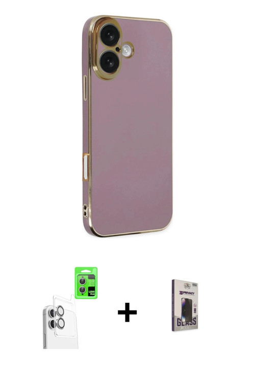 ieg™ iPhone 16 Kılıf Yankı Serisi - Siyah Bilvis Hayalet Cam Ekran Koruyucu + Beyaz Raze Metal Kamer