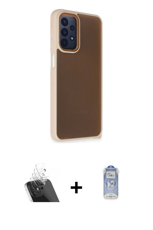 ieg™ Galaxy A23 4G Kılıf Atlas Form - Siyah Joko Magic 5D Cam + Şeffaf Kamera Lens Koruma Cam