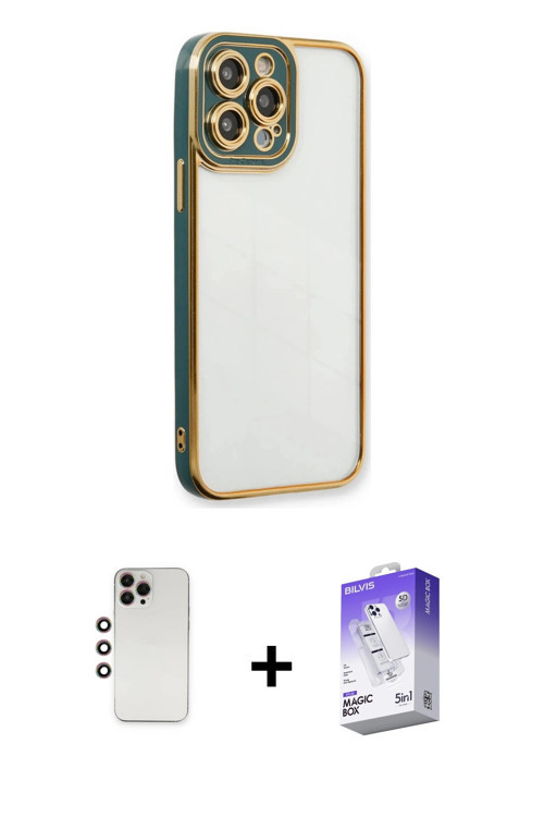 ieg™ iPhone 13 Pro Max Kılıf Çekirdek Klasik Serisi - Siyah Bilvis 5in1 3D Magic Cam Ekran Koruyucu