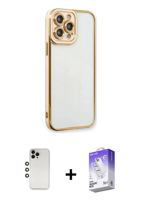 ieg™ iPhone 13 Pro Max Kılıf Çekirdek Klasik Serisi - Siyah Bilvis 5in1 3D Magic Cam Ekran Koruyucu