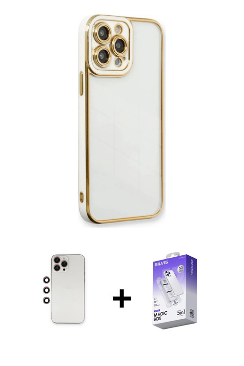 ieg™ iPhone 13 Pro Max Kılıf Çekirdek Klasik Serisi - Siyah Bilvis 5in1 3D Magic Cam Ekran Koruyucu