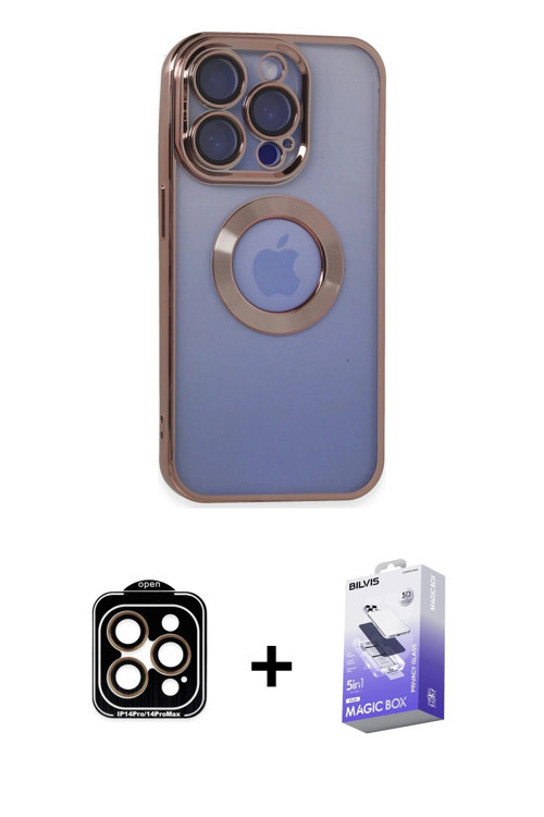 ieg™ iPhone 15 Pro Max Kılıf Pusula Form - Siyah Bilvis 5in1 5D Magic Hayalet Cam Ekran Koruyucu + T