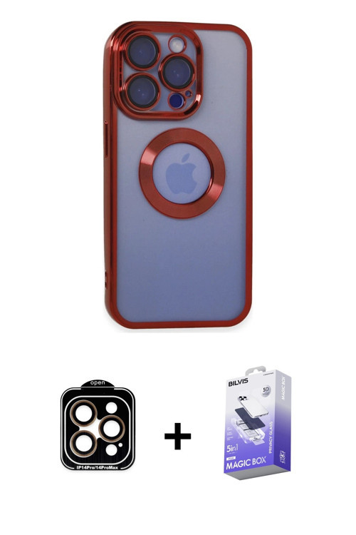 ieg™ iPhone 15 Pro Max Kılıf Pusula Form - Siyah Bilvis 5in1 5D Magic Hayalet Cam Ekran Koruyucu + T