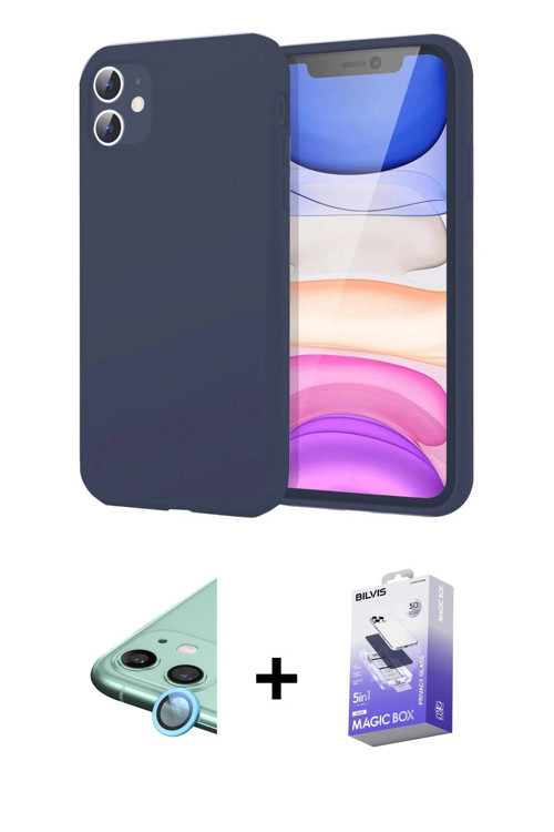 ieg™ iPhone 11 Kılıf Kozmos Yansıma Özel Seri - Siyah Bilvis 5in1 5D Magic Hayalet Cam Ekran Koruyuc