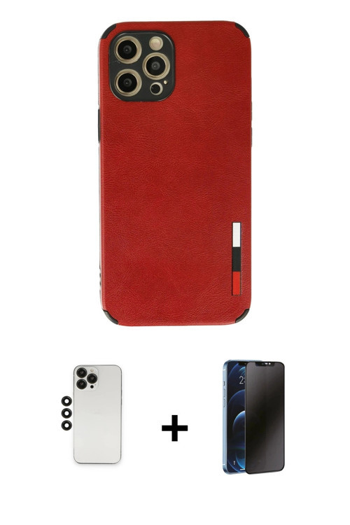 ieg™ iPhone 12 Pro Kılıf Doruk Asil Koleksiyonu - Siyah 3D Antistatik Hayalet Cam Ekran Koruyucu + S