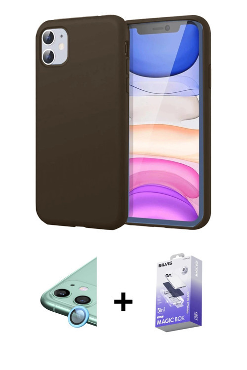 ieg™ iPhone 11 Kılıf Kozmos Yansıma Özel Seri - Siyah Bilvis 5in1 5D Magic Hayalet Cam Ekran Koruyuc
