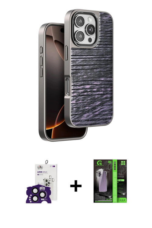 ieg™ iPhone 16 Pro Max Kılıf Atlas Minimal Özel Seri - Şeffaf 360 Full Body Arka Koruyucu + Siyah Bi