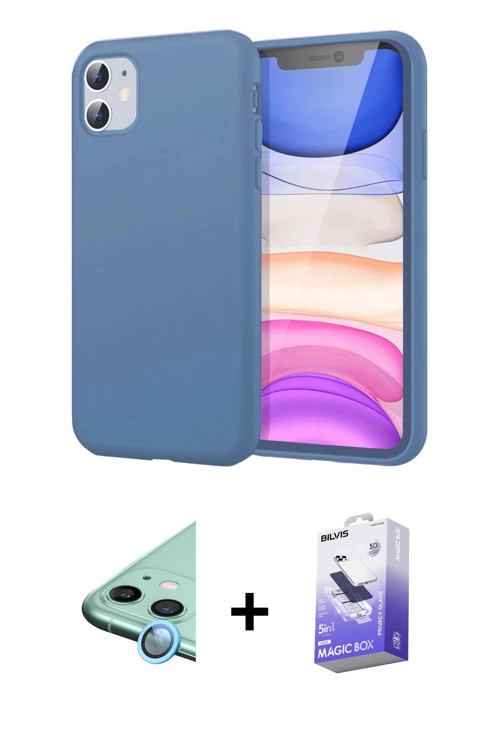ieg™ iPhone 11 Kılıf Kozmos Yansıma Özel Seri - Siyah Bilvis 5in1 5D Magic Hayalet Cam Ekran Koruyuc