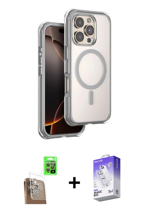 ieg™ iPhone 16 Pro Max Kılıf Zirve Klasik Prime - Siyah Bilvis 5in1 3D Magic Cam Ekran Koruyucu + Çö