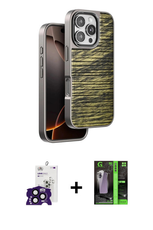 ieg™ iPhone 16 Pro Max Kılıf Atlas Minimal Özel Seri - Şeffaf 360 Full Body Arka Koruyucu + Siyah Bi