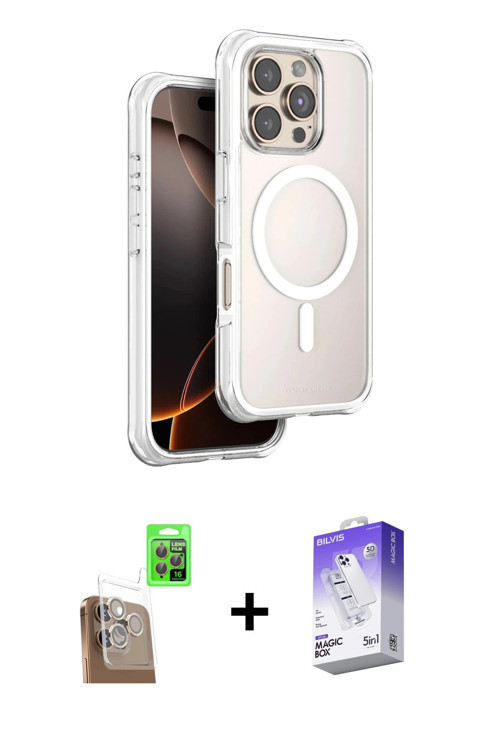 ieg™ iPhone 16 Pro Max Kılıf Zirve Klasik Prime - Siyah Bilvis 5in1 3D Magic Cam Ekran Koruyucu + Çö