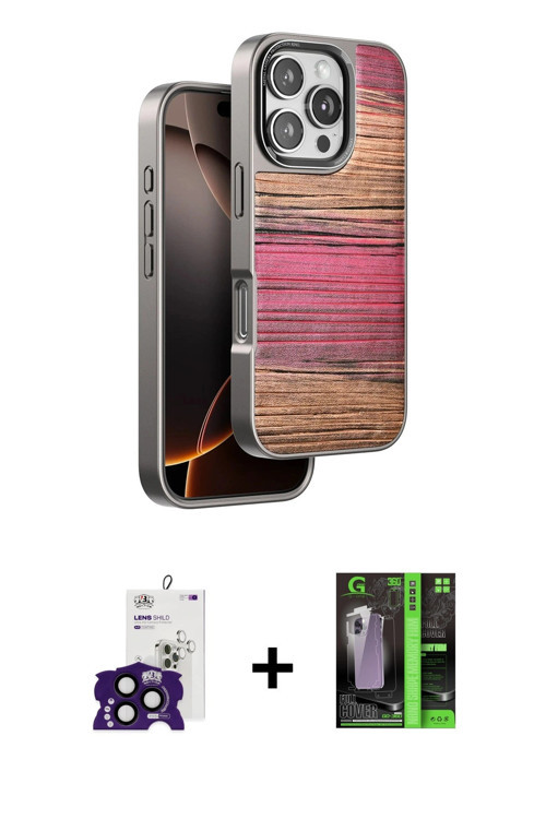 ieg™ iPhone 16 Pro Max Kılıf Atlas Minimal Özel Seri - Şeffaf 360 Full Body Arka Koruyucu + Siyah Bi