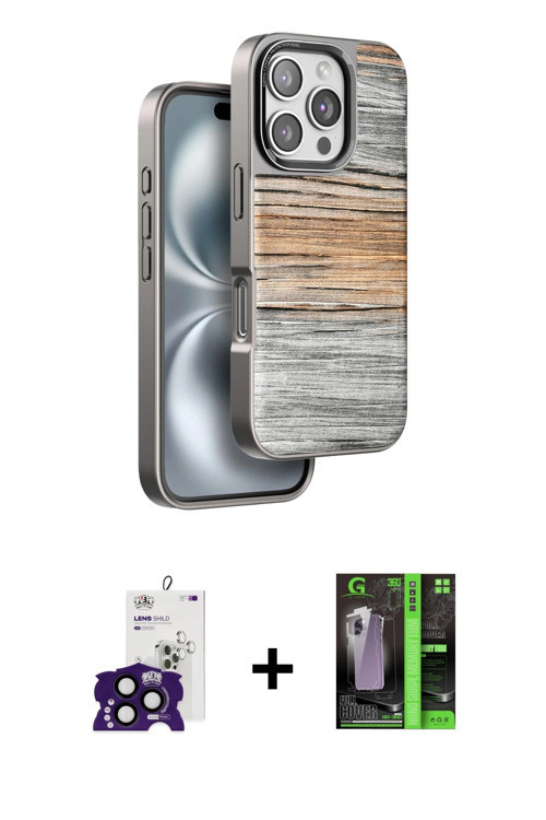ieg™ iPhone 16 Pro Max Kılıf Atlas Minimal Özel Seri - Şeffaf 360 Full Body Arka Koruyucu + Siyah Bi