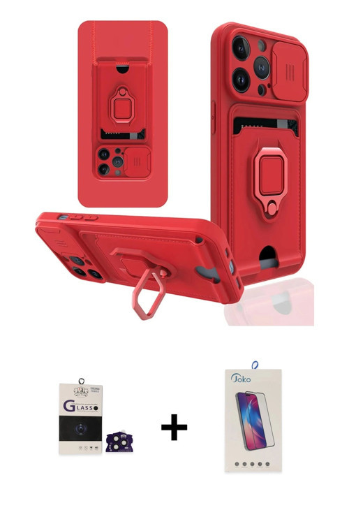 ieg™ iPhone 14 Pro Max Kılıf Vadi Form Prime - Siyah Joko 5D Cam + Derin Mor Bilvis Titan Kamera Len