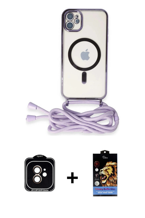 ieg™ iPhone 11 Kılıf Eksen Özel Seri - Siyah Buffer Hayalet Cam Ekran Koruyucu + Turuncu PVD Metal K