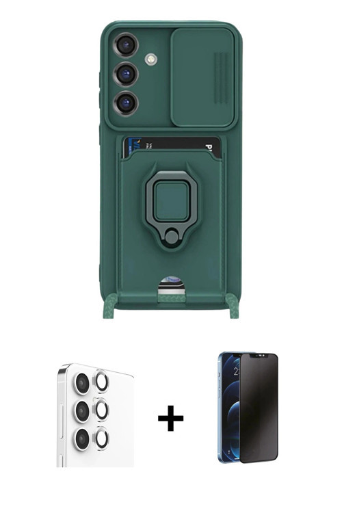 ieg™ Galaxy S25 Plus Kılıf Vadi Form Prime - Siyah 3D Antistatik Hayalet Cam Ekran Koruyucu + Gümüş