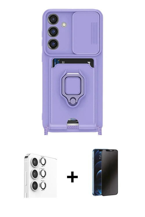 ieg™ Galaxy S25 Plus Kılıf Vadi Form Prime - Siyah 3D Antistatik Hayalet Cam Ekran Koruyucu + Gümüş